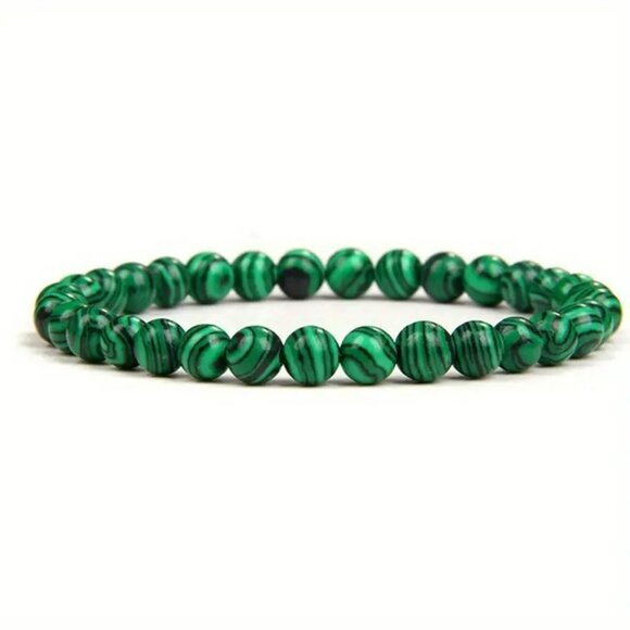 Exquisite Malachite Natural Stone Beads Bracelet (SKU #0357) - Picture 1 of 5